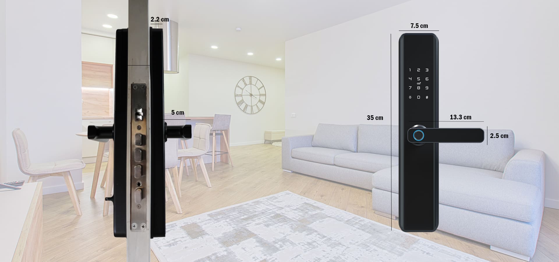 Cerradura Smart HXC-02 cerradura digital para puertas medidas de alto ancho y profundidad